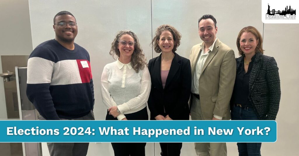 Event panelists with text: "Elections 2024: What Happened in New York?"