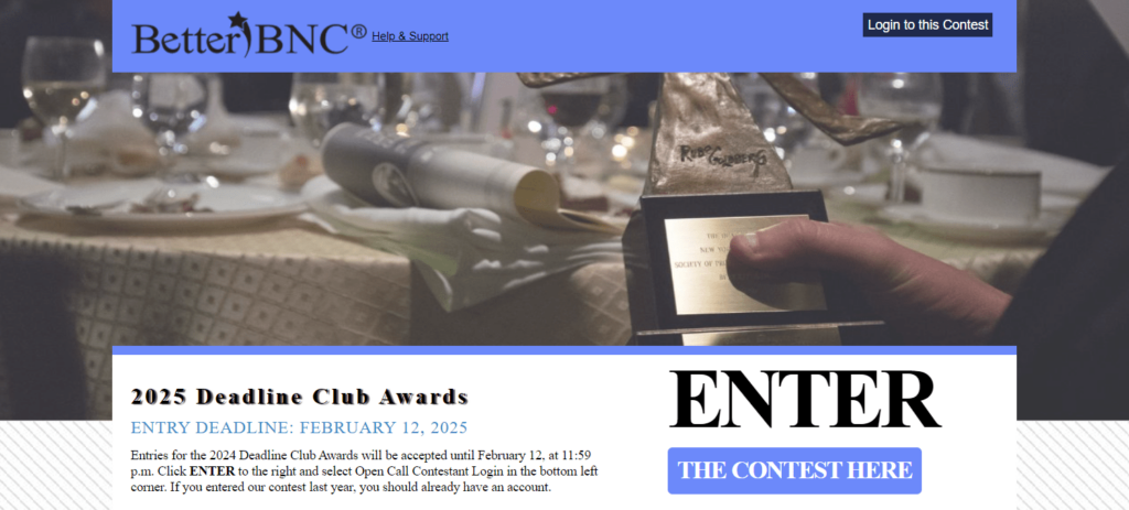 Screenshot of the BNC Contest page.